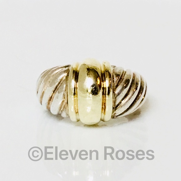 David Yurman Sterling & 14k Gold Cable Dome Ring - Picture 2 of 8